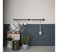 Forgeworks Easy-Fit Kitchen Utensil Rail Kit 60cm with 8 Sliding S Hooks in Antique Copper - Wall Mount Hanging Storage for Cooking Utensils