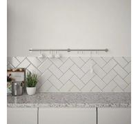 Forgeworks Easy-Fit Kitchen Utensil Rail Kit - Brushed Stainless Steel - 100Cm With 8 Sliding 's' Hooks