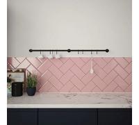 Forgeworks Easy-Fit Kitchen Utensil Rail Kit - Matt Black - 100Cm With 8 Sliding 's' Hooks