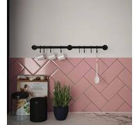 Forgeworks Matt Black Easy Fit Sliding 'S' Hooks Kitchen Utensil Rail Kit 60cm Forgeworks Black