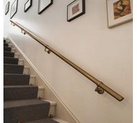 Forgeworks Premium Antique Brass 3.6M Indoor Stair Handrail Kit. Easy Install All In One Box With Brackets & Endcaps 5Yr Guarantee