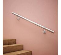 Forgeworks Premium Brushed Steel 1.2M Indoor Stair Handrail Kit. Easy Install All In One Box With Brackets/endcaps. 5Yr Guarantee