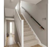 Forgeworks Premium Matt Black 3.6M Indoor Stair Handrail Kit With Antique Copper Brackets & End Caps - Easy Install 5Yr Guarantee