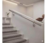 Forgeworks Premium Polished Steel 1.2M Indoor Stair Handrail Kit. Easy Install All In One Box With Brackets/endcaps. 5Yr Guarantee
