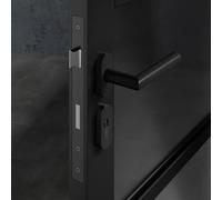 Forgeworks Stainless Steel Thin Frame Door Sashlock, 35mm, Matt Black | Reversible latch accepts euro profile locks with an extra shallow 56mm depth, complete with matching fixings.