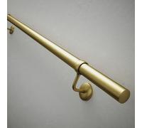 Forgeworks Stair Handrail Kit 3.6m in Satin Brass Steel - Complete Home Indoor Staircase Handrail Set with Round Poles - Tested by FIRA