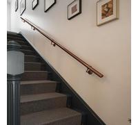 Forgeworks Staircase Handrail Kit 3.6m, Steel, Antique Copper | Includes wall brackets, screws, wall plugs and guide for easy assembly without drilling the rails; provides indoor support.