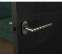Forgeworks Thin Frame Slim Fit Rose Handle Satin Stainless Steel Finish - With Matching Fixings - 10 Year Guarantee