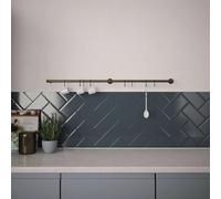 Forgeworks Utensil Rail Kit 60cm Stainless Steel with 8 S Hooks, Silver | Heavy-duty wall-mount kit includes brackets, colour-matched screws and wall plugs for easy kitchen or utility installation.