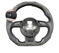 Forging Blue Steering Wheel Compatible For Audi A3 Carbon Fiber Steering Wheel Flat Bottom A4B8 A5 S3 S4 S5 Leather Semi Perforated Auto(1-no logo)