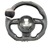 Forging Blue Steering Wheel Compatible For Audi A3 Carbon Fiber Steering Wheel Flat Bottom A4B8 A5 S3 S4 S5 Leather Semi Perforated Auto(6-RS logo)