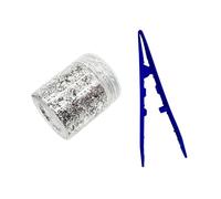 Forging Color Reusableplastic Pieces for Carbon Fiber DIY, Car Modification Gold Leaf Chopped Bits(Silver)