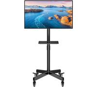 FORGING MOUNT Mobile TV Stand for 23-60inch Flat Curved Screen TVs, Portable Stand with Laptop Shelf, Height Adjustable Tilt Rolling TV Cart with Locking Wheels Up to 88lbs(40KG), Max VESA 400x400mm
