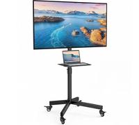 FORGING MOUNT Mobile TV Stand on Wheels for 23-60 Inch Flat Curved TVs, Tilt Height Adjustable Rolling TV Cart with Laptop Shelf, TV Mount Stand Trolley, Holds 45kg, Max VESA 400x400mm