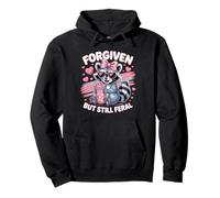 Forgiven But Still Feral Christian Faith Funny Raccoon Pullover Hoodie