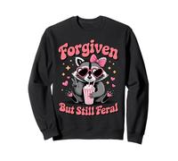 Forgiven But Still Feral Christian Quote Funny Raccoon Sweatshirt