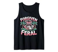 Forgiven But Still Feral Christian Quote Funny Raccoon Tank Top