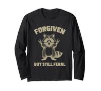 Forgiven But Still Feral Raccoon Design Long Sleeve T-Shirt