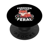 Forgiven But Still Feral Sly Fox Kawaii Cartoon Graphic PopSockets Adhesive PopGrip