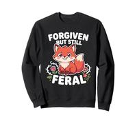 Forgiven But Still Feral Sly Fox Kawaii Cartoon Graphic Sweatshirt