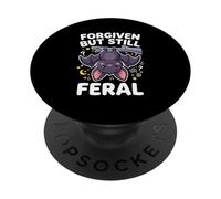 Forgiven But Still Feral Winking Bat Kawaii Illustration PopSockets Adhesive PopGrip