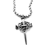 FORGIVEN JEWELRY Nail Cross Crown of Thorns Necklace on Heavy Chain