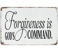 Forgiveness Is God's Command. Retro Metal Sign Vintage Yard Signs Faith Scripture Biblical Wall Decor Aluminum Metal Sign For Patio Bathroom Kitchen 8x12 Inch