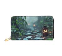 Forgotten Forest print Wallet for Travel, Leather Wallet with Zipper