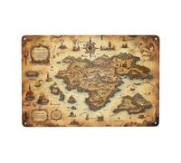 Forgotten Treasure Map Hanging Wall Plaque Novelty Metal Poster Funny Wall Metal Sign For House Cafe Shed 20X30Cm