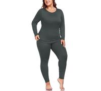 ForHailey Plus Size Thermal Underwear for Women Long Sleeve Fleece Lined Base Layer Top and Bottom Sets, Dark Grey, 5X-Large
