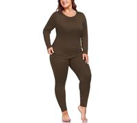 ForHailey Women's Plus Size Thermal Underwear for Long Sleeve Fleece Lined Base Layer Top and Bottom Sets XL-5XL