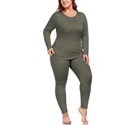 ForHailey Women's Plus Size Thermal Underwear for Long Sleeve Fleece Lined Base Layer Top and Bottom Sets XL-5XL