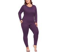 ForHailey Women's Plus Size Thermal Underwear for Long Sleeve Fleece Lined Base Layer Top and Bottom Sets XL-5XL, Purple, XXXXL