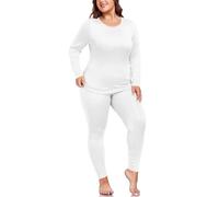 ForHailey Women's Plus Size Thermal Underwear for Long Sleeve Fleece Lined Base Layer Top and Bottom Sets XL-5XL, White, XL