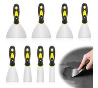 Forhandy 8-Piece Spatula Set Made of Stainless Steel with Plastic Handle Professional Painter's Spatula 25/40/60/65/75/100/125/150 mm Putty Knife Spatula Tool Palette Knife Spatula Wallpaper Removal