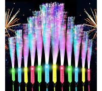 Forhome 12pcs Fibre Optic Wands for Kids, 7 Blinking Colors LED Glow Sticks Party Pack, 3 Modes Light Up Fiber Optic Flashing Wands for Kids Christmas, Concerts, Wedding, Birthday, Party Favours