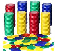 ForHome 400 Poker Chips, Plastic Tokens, Counting Chips for Children, Learning Mathematical Calculations and Bingo Games, 4 Colors (Red, Blue, Green, Yellow, 0.86 Inch) (AL-14220)