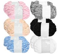 Foribyw 12Pcs x 100g Chenille Yarn, 6 Color Chunky Chenille Knitting Yarn, Thick Chenille Yarn Soft Chenille Yarn Fluffy Durable Knitting Weaving Yarn for Crocheting Sweater Shawl Hat Crafts