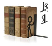 Foribyw 2Pc Funny Decorative Bookends,Cute Reading Figurine Book Ends Holder for Shelves,No Extra Footprint,Metal Bookshelf Decor for Study Room Library,Aesthetic Reading Decor Gift for Book Lovers