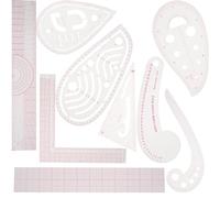 Foribyw 9pcs Sewing Ruler Inch/Metric Clear French Curve Straight Shape Marking Ruler Kit Precise Sewing Measuring Ruler Bendable Drawing Template Tailor Tool for DIY Clothing Dressmaking