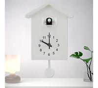 Foribyw Cuckoo Clock with Chimer Minimalist Cuckoo Sound Clock with Pendulum Delicate Cuckoo Clock Bird House Battery Powered Cuckoo Wall Clock for Wall Art Home Room Kitchen Office Decoration(white)