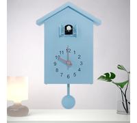 Foribyw Cuckoo Clock with Chimer Minimalist Cuckoo Sound Clock with Pendulum Delicate Cuckoo Clock Bird House Battery Powered Cuckoo Wall Clock for Wall Art Home Room Kitchen Office Decoration(blue)