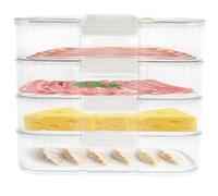 Foribyw Deli Meat Container for Fridge 4 Layer Bacon Storage Container with Date Recording Function Food Grade Refrigerator Food Storage Box Removable Bacon Keeper Fridge Meat Container for Kitchen