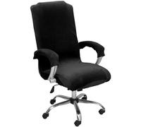 Foribyw Office Chair Cover with Armrest Covers Stretch, Universal Computer Office High Back Chair Cover, Velvet Fabric Washable Slipcovers for Office Chair Protector Rotating Chair(black)
