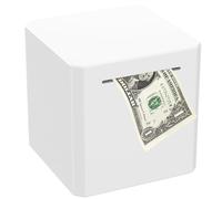 Foribyw Stainless Steel Piggy Bank for Adults 15x15cm Must Break to Open Metal Money Box Coin Jar for Boys Girls Modern Cash Savings Bank(White)