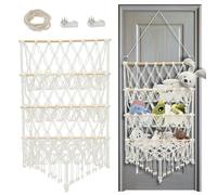 Foribyw Toy Hammock For Stuffed Animals 3-Layer Teddy Hammock Macrame Decorative Boho Teddy Bear Storage Hammock Plush Toy Storage Net for Kindergarten Playroom Bedroom Kids(Beige (Style 1))
