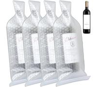 Foribyw Wine Bottle Protector 4pcs Reusable Bubble Cushion Wrap Sleeves Multi-Layered Wine Bottle Bags 18x48cm for Airplane Travel Transport Safety Shipping Boxes Packaging