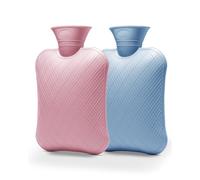 FORICOM 2-Pack 2L Hot Water Bottles, Hot & Cold Therapy Bags for Pain | 2L bottles in blue and pink, BPA-free 2.2mm PVC with a wide mouth for easy filling and lasting warmth indoors or outdoors.