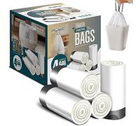 FORID Small Drawstring Trash Bags - 4 Gallon Plastic Garbage Bags 240 Counts White Trash Can Liners 15 Liter for Bathroom Restroom Bedroom Office Toilet - Durable & Thick Trash Bag