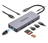 FORIDA Laptop Docking Station, 9 in 1 USB C Hub with 1000Mbps LAN, 1 USB 3.2 10Gbps, 4K HDMI, 100W PD, SD/TF Card Reader, 2 USB 2.0 Dock Compatible with MacBook/Dell/HP/Surface/Lenovo/Steam Deck